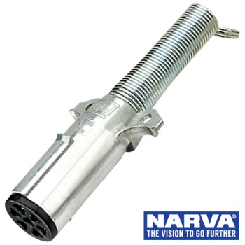Narva 7 Pin Heavy Duty Round Trailer Plug with Weather Seal and Cable Guard - Metal